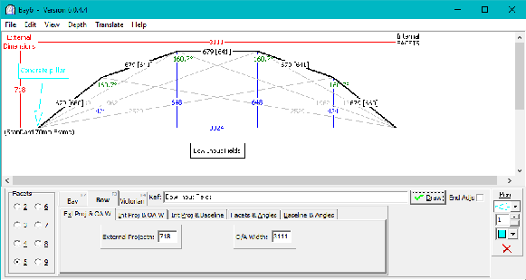 Input fields for a Bow from External Projection & overall width